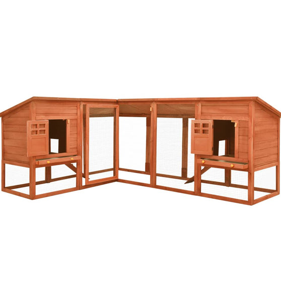 Kaninchenstall mit Freilauf Braun Tanne Massivholz