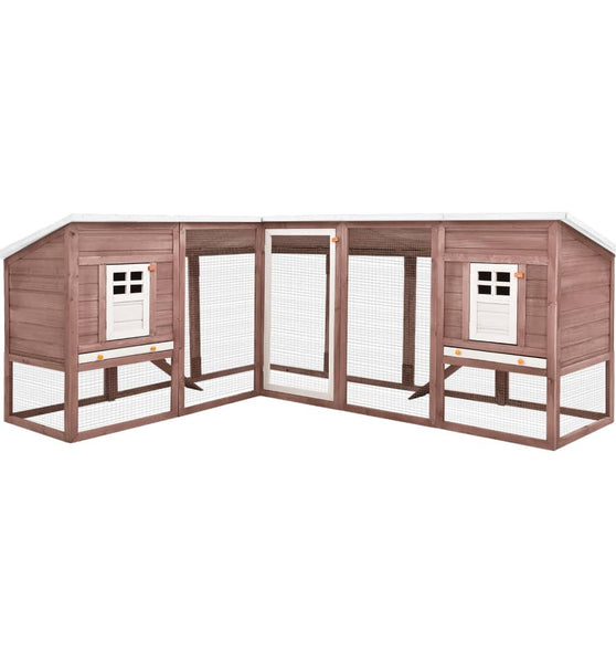 Kaninchenstall mit Freilauf Mocca und Weiß Tanne Massivholz
