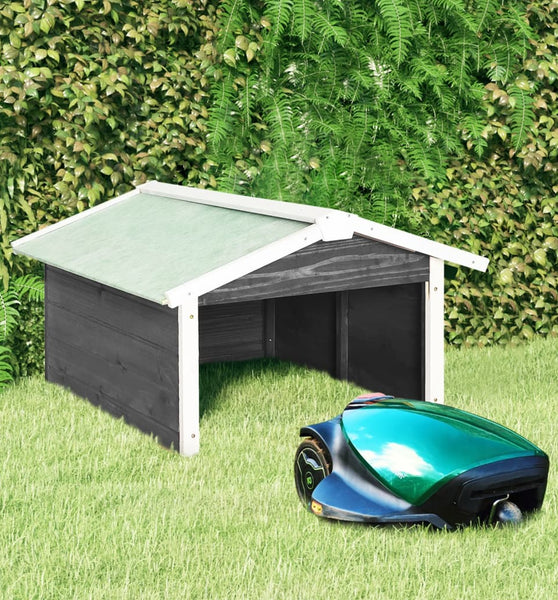Roboter-Rasenmäher Garage 72x87x50 cm Grau Weiß Tannenholz