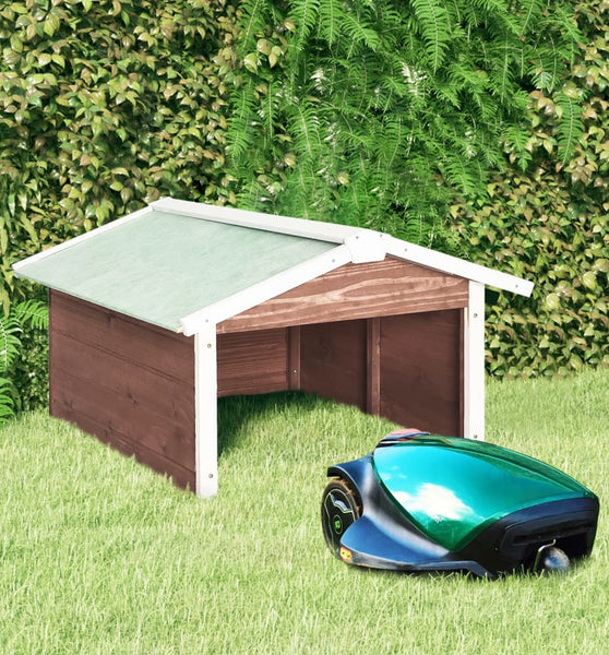 Roboter-Rasenmäher Garage 72x87x50 cm Mocca Weiß Tannenholz