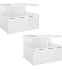 Hängende Nachttische 2 Stk. Hochglanz-Weiß 40x31x27 cm