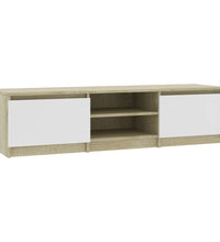 TV-Schrank Weiß und Sonoma-Eiche 140x40x35,5 cm Holzwerkstoff