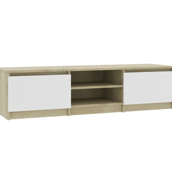 TV-Schrank Weiß und Sonoma-Eiche 140x40x35,5 cm Holzwerkstoff