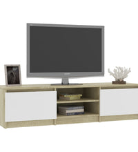 TV-Schrank Weiß und Sonoma-Eiche 140x40x35,5 cm Holzwerkstoff