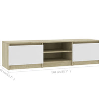 TV-Schrank Weiß und Sonoma-Eiche 140x40x35,5 cm Holzwerkstoff