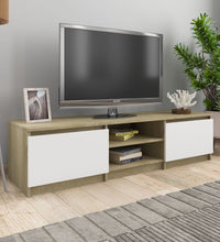 TV-Schrank Weiß und Sonoma-Eiche 140x40x35,5 cm Holzwerkstoff