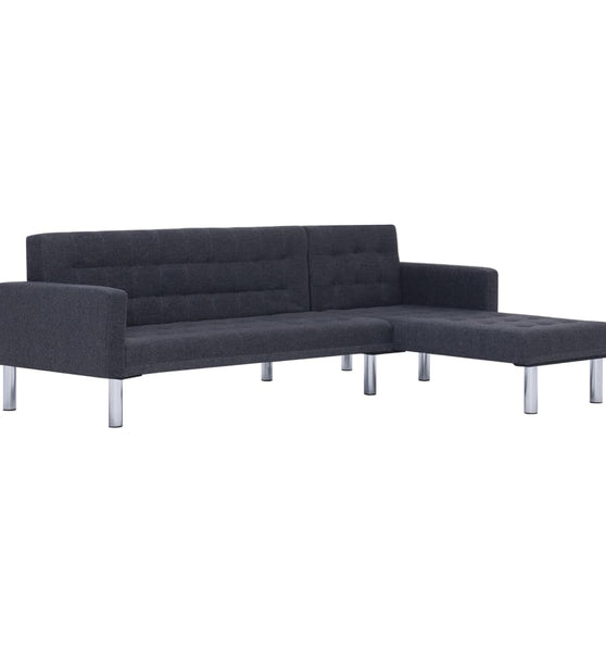 Schlafsofa in L-Form Dunkelgrau Polyester