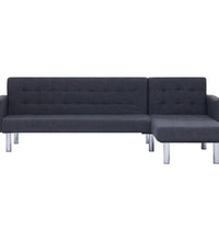 Schlafsofa in L-Form Dunkelgrau Polyester