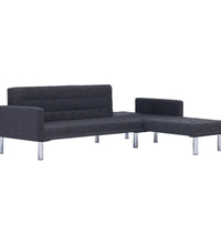 Schlafsofa in L-Form Dunkelgrau Polyester