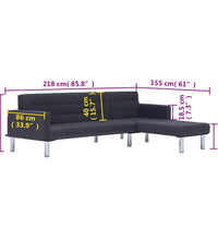 Schlafsofa in L-Form Dunkelgrau Polyester