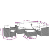 7-tlg. Garten-Lounge-Set mit Auflagen Poly Rattan Schwarz