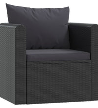 Sessel mit Auflagen Poly Rattan Schwarz