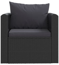 Sessel mit Auflagen Poly Rattan Schwarz