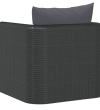 Sessel mit Auflagen Poly Rattan Schwarz