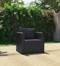 Sessel mit Auflagen Poly Rattan Schwarz