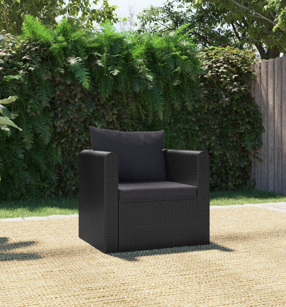 Sessel mit Auflagen Poly Rattan Schwarz