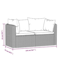 2-tlg. Garten-Sofagarnitur mit Auflagen Poly Rattan Schwarz