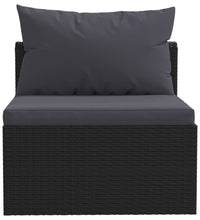4-tlg. Garten-Sofagarnitur mit Auflagen Poly Rattan Schwarz