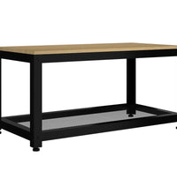 Couchtisch Hellbraun und Schwarz 90x45x45 cm MDF und Eisen