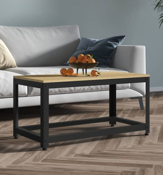 Couchtisch Hellbraun und Schwarz 90x45x45 cm MDF und Eisen