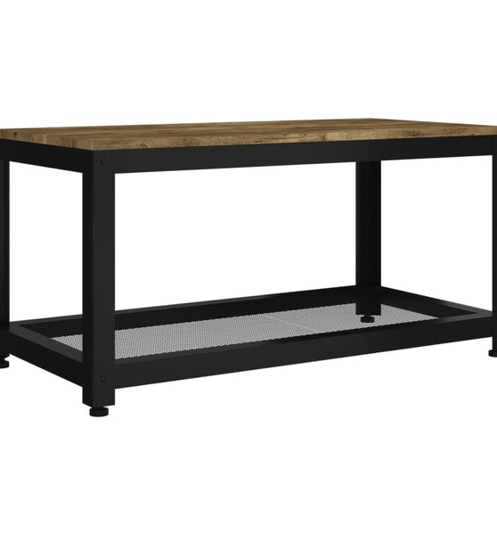 Couchtisch Dunkelbraun und Schwarz 90x45x45 cm MDF und Eisen