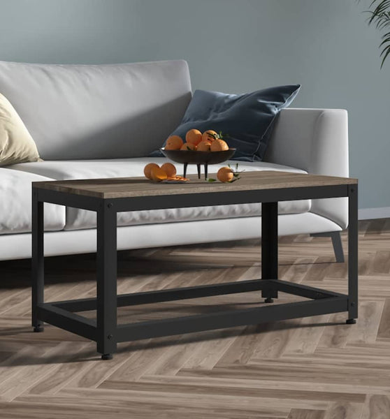 Couchtisch Grau und Schwarz 90x45x45 cm MDF und Eisen