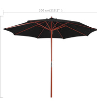 Sonnenschirm mit Holz-Mast 300x258 cm Schwarz