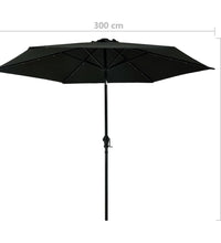 Sonnenschirm mit LED-Leuchten und Stahlmast 300 cm Schwarz