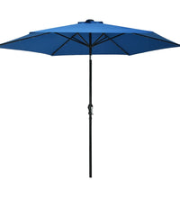 Sonnenschirm mit LED-Beleuchtung und Stahl-Mast 300 cm Azurblau