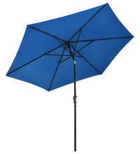 Sonnenschirm mit LED-Beleuchtung und Stahl-Mast 300 cm Azurblau