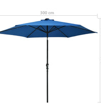 Sonnenschirm mit LED-Beleuchtung und Stahl-Mast 300 cm Azurblau