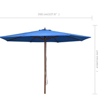 Sonnenschirm mit Holzmast 350 cm Blau