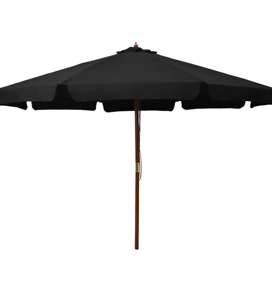 Sonnenschirm mit Holzmast 330 cm Schwarz