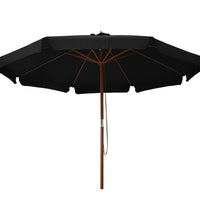 Sonnenschirm mit Holzmast 330 cm Schwarz