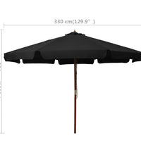 Sonnenschirm mit Holzmast 330 cm Schwarz