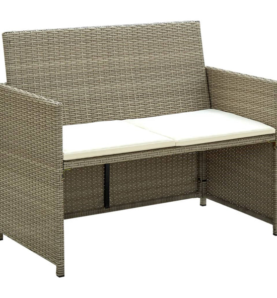 2-Sitzer-Gartensofa mit Polstern Beige Poly Rattan