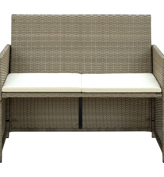 2-Sitzer-Gartensofa mit Polstern Beige Poly Rattan