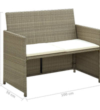 2-Sitzer-Gartensofa mit Polstern Beige Poly Rattan