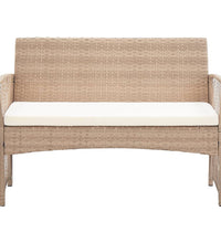 4-tlg. Garten-Lounge-Set mit Auflage Poly Rattan Beige