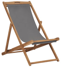 Strandstuhl Klappbar Massivholz Teak Grau