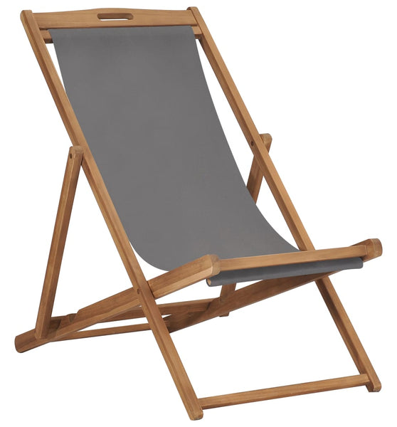 Strandstuhl Klappbar Massivholz Teak Grau