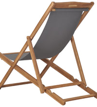 Strandstuhl Klappbar Massivholz Teak Grau