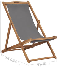 Strandstuhl Klappbar Massivholz Teak Grau