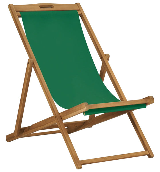 Strandstuhl Klappbar Massivholz Teak Grün