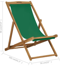 Strandstuhl Klappbar Massivholz Teak Grün