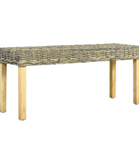 Sitzbank 110 cm Natur Kubu-Rattan und Massivholz Mango