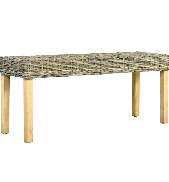Sitzbank 110 cm Natur Kubu-Rattan und Massivholz Mango