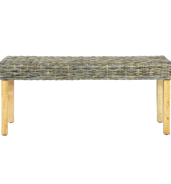 Sitzbank 110 cm Natur Kubu-Rattan und Massivholz Mango