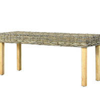 Sitzbank 110 cm Natur Kubu-Rattan und Massivholz Mango