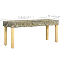 Sitzbank 110 cm Natur Kubu-Rattan und Massivholz Mango